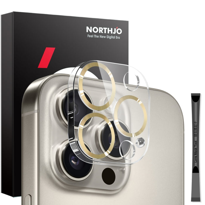 Protector de lente de cámara NORTHJO con vetas de CD y película de vidrio templado 3D, For iPhone 16 Pro / 16 Pro Max, For iPhone 16 / 16 Plus