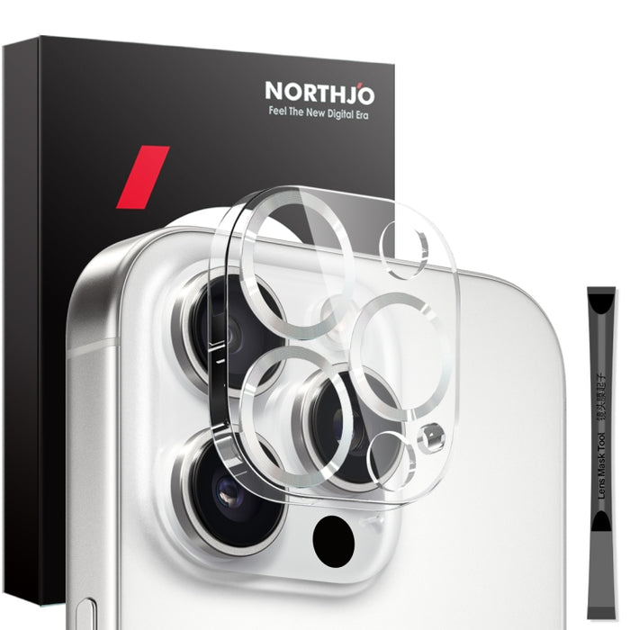 Protector de lente de cámara NORTHJO con vetas de CD y película de vidrio templado 3D, For iPhone 16 Pro / 16 Pro Max, For iPhone 16 / 16 Plus