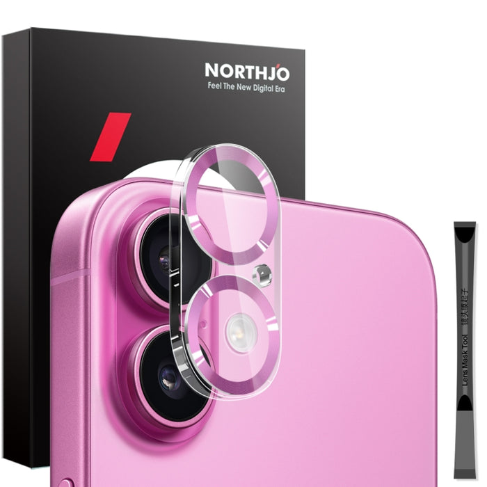 Protector de lente de cámara NORTHJO con vetas de CD y película de vidrio templado 3D, For iPhone 16 Pro / 16 Pro Max, For iPhone 16 / 16 Plus
