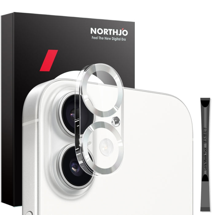 Protector de lente de cámara NORTHJO con vetas de CD y película de vidrio templado 3D, For iPhone 16 Pro / 16 Pro Max, For iPhone 16 / 16 Plus
