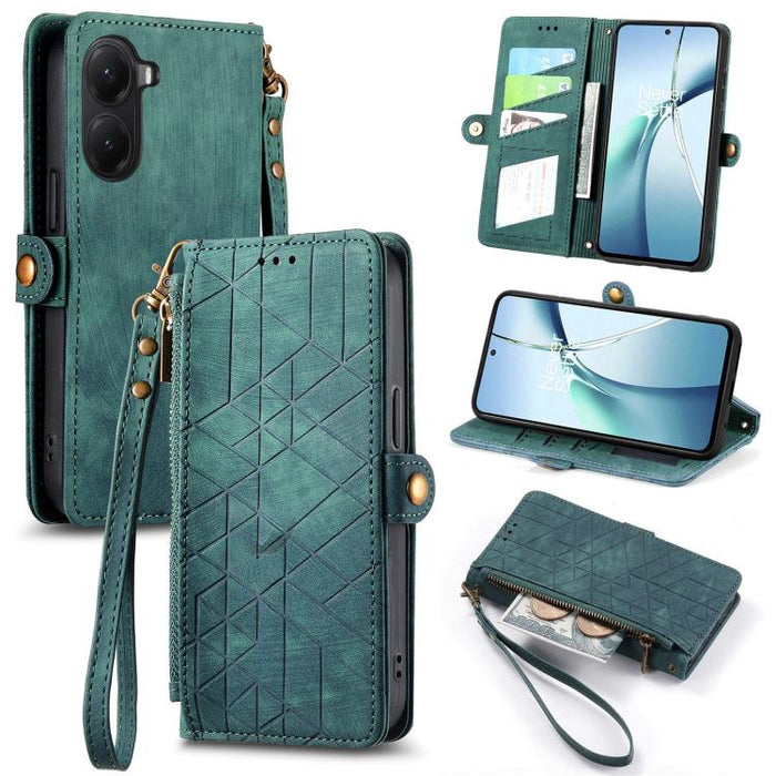 Estuche para teléfono de cuero con hebilla lateral y billetera con cremallera geométrica, For Xiaomi 17 Pro Max, For Xiaomi 17 Pro, For Xiaomi 17, For Xiaomi Poco M7 4G 169mm, For Redmi 15C 5G / 4G Glodal 171mm, For Xiaomi 15T Pro, For Xiaomi 15T      ...