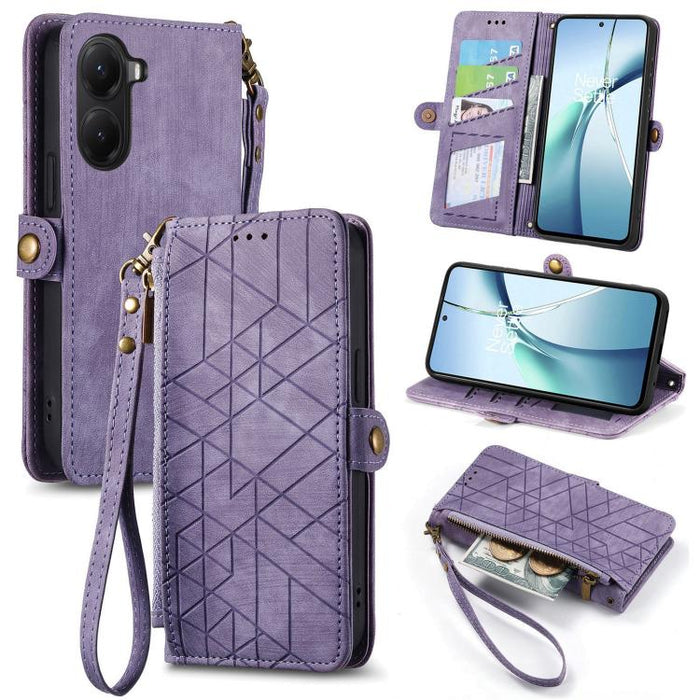 Estuche para teléfono de cuero con hebilla lateral y billetera con cremallera geométrica, For Xiaomi 17 Pro Max, For Xiaomi 17 Pro, For Xiaomi 17, For Xiaomi Poco M7 4G 169mm, For Redmi 15C 5G / 4G Glodal 171mm, For Xiaomi 15T Pro, For Xiaomi 15T      ...