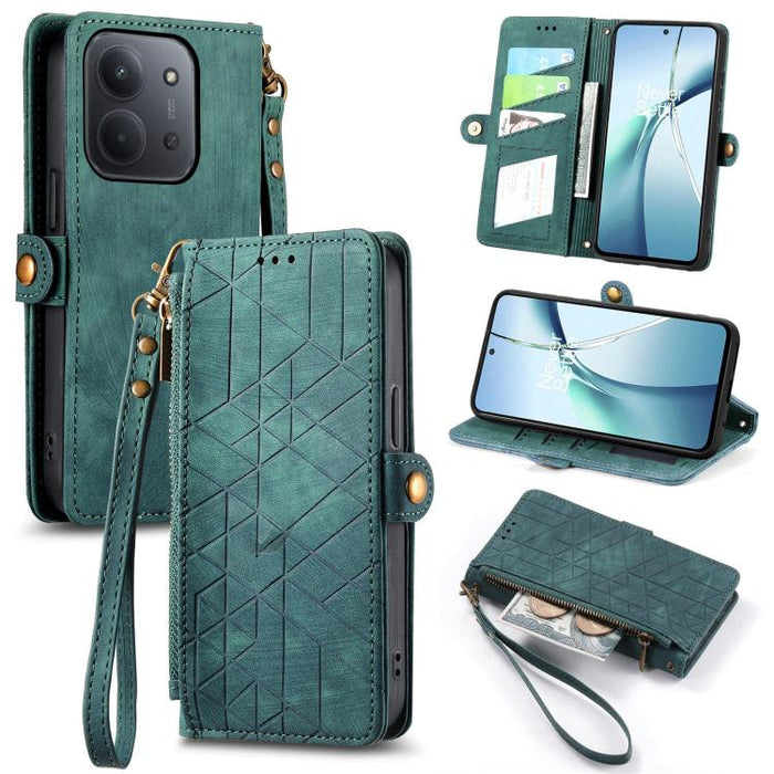 Estuche para teléfono de cuero con hebilla lateral y billetera con cremallera geométrica, For Xiaomi 17 Pro Max, For Xiaomi 17 Pro, For Xiaomi 17, For Xiaomi Poco M7 4G 169mm, For Redmi 15C 5G / 4G Glodal 171mm, For Xiaomi 15T Pro, For Xiaomi 15T      ...