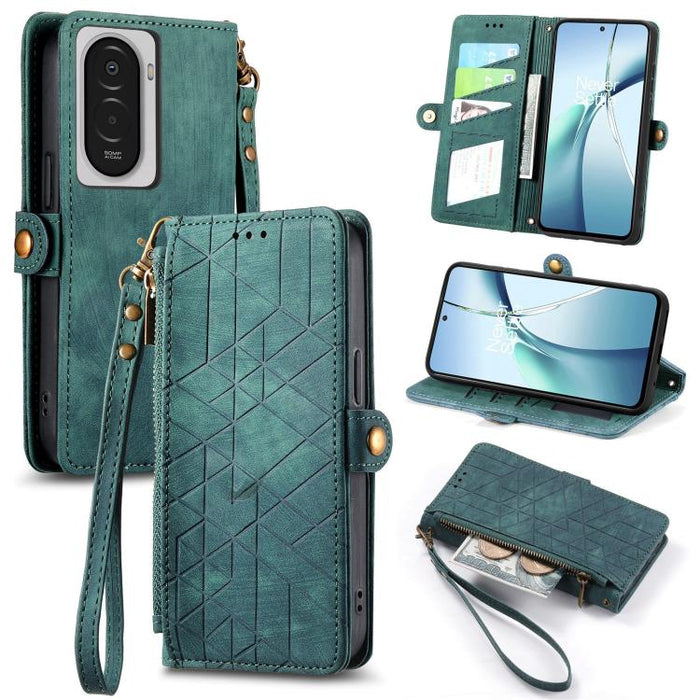 Estuche para teléfono de cuero con hebilla lateral y billetera con cremallera geométrica, For Xiaomi 17 Pro Max, For Xiaomi 17 Pro, For Xiaomi 17, For Xiaomi Poco M7 4G 169mm, For Redmi 15C 5G / 4G Glodal 171mm, For Xiaomi 15T Pro, For Xiaomi 15T      ...