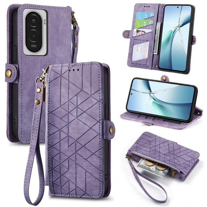 Estuche para teléfono de cuero con hebilla lateral y billetera con cremallera geométrica, For Xiaomi 17 Pro Max, For Xiaomi 17 Pro, For Xiaomi 17, For Xiaomi Poco M7 4G 169mm, For Redmi 15C 5G / 4G Glodal 171mm, For Xiaomi 15T Pro, For Xiaomi 15T      ...