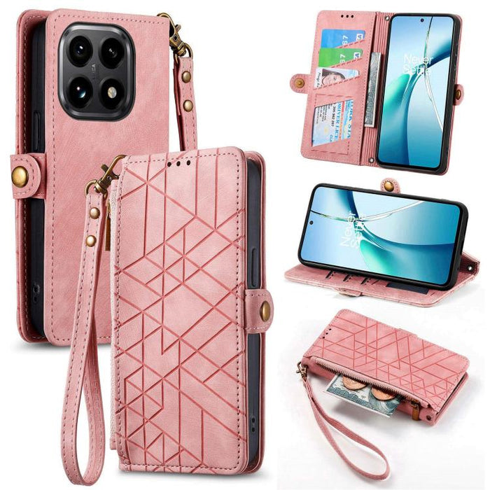 Estuche para teléfono de cuero con hebilla lateral y billetera con cremallera geométrica, For Xiaomi 17 Pro Max, For Xiaomi 17 Pro, For Xiaomi 17, For Xiaomi Poco M7 4G 169mm, For Redmi 15C 5G / 4G Glodal 171mm, For Xiaomi 15T Pro, For Xiaomi 15T      ...