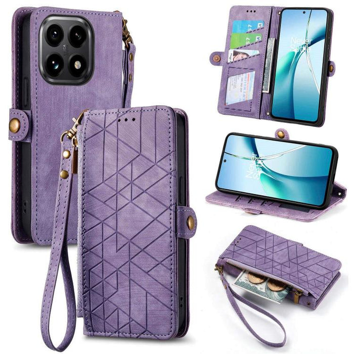 Estuche para teléfono de cuero con hebilla lateral y billetera con cremallera geométrica, For Xiaomi 17 Pro Max, For Xiaomi 17 Pro, For Xiaomi 17, For Xiaomi Poco M7 4G 169mm, For Redmi 15C 5G / 4G Glodal 171mm, For Xiaomi 15T Pro, For Xiaomi 15T      ...