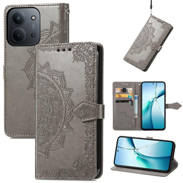Funda de cuero para teléfono con estampado de flores de mandala, For Xiaomi Redmi Note 14 Pro+ 5G, For Xiaomi Redmi Note 14 Pro 5G, For Redmi 15C 5G / 4G Glodal 171mm