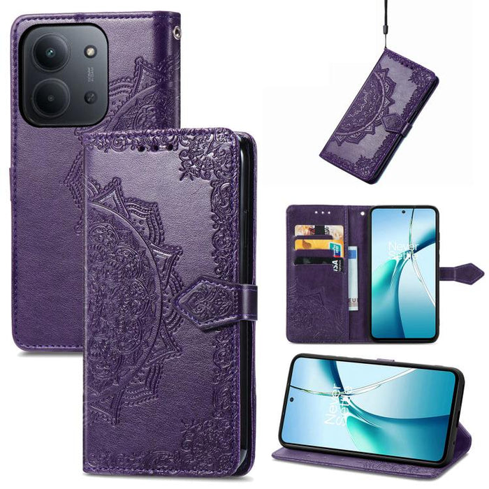 Funda de cuero para teléfono con estampado de flores de mandala, For Xiaomi Redmi Note 14 Pro+ 5G, For Xiaomi Redmi Note 14 Pro 5G, For Redmi 15C 5G / 4G Glodal 171mm