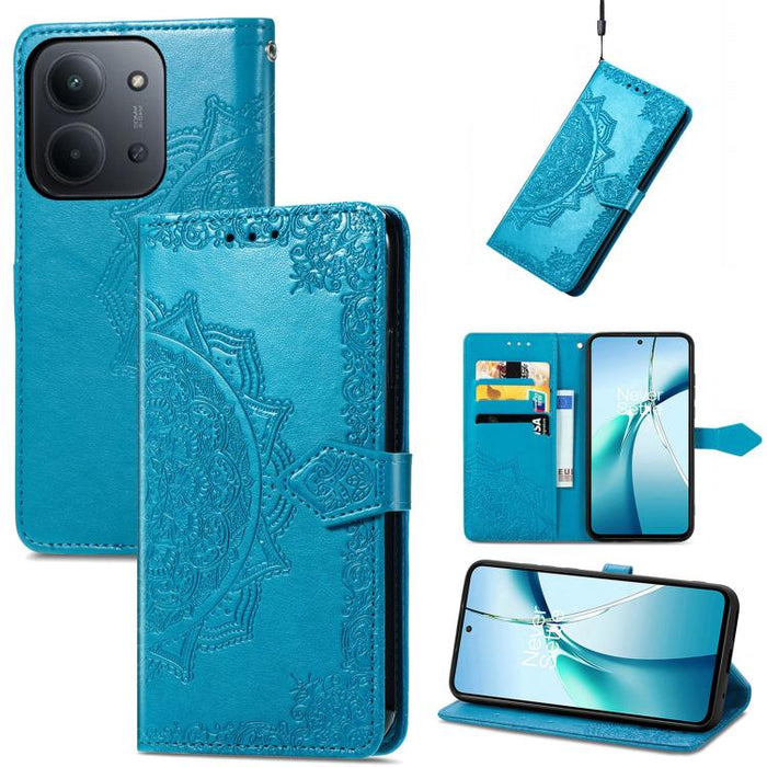 Funda de cuero para teléfono con estampado de flores de mandala, For Xiaomi Redmi Note 14 Pro+ 5G, For Xiaomi Redmi Note 14 Pro 5G, For Redmi 15C 5G / 4G Glodal 171mm