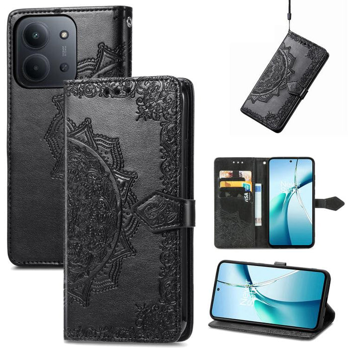 Funda de cuero para teléfono con estampado de flores de mandala, For Xiaomi Redmi Note 14 Pro+ 5G, For Xiaomi Redmi Note 14 Pro 5G, For Redmi 15C 5G / 4G Glodal 171mm
