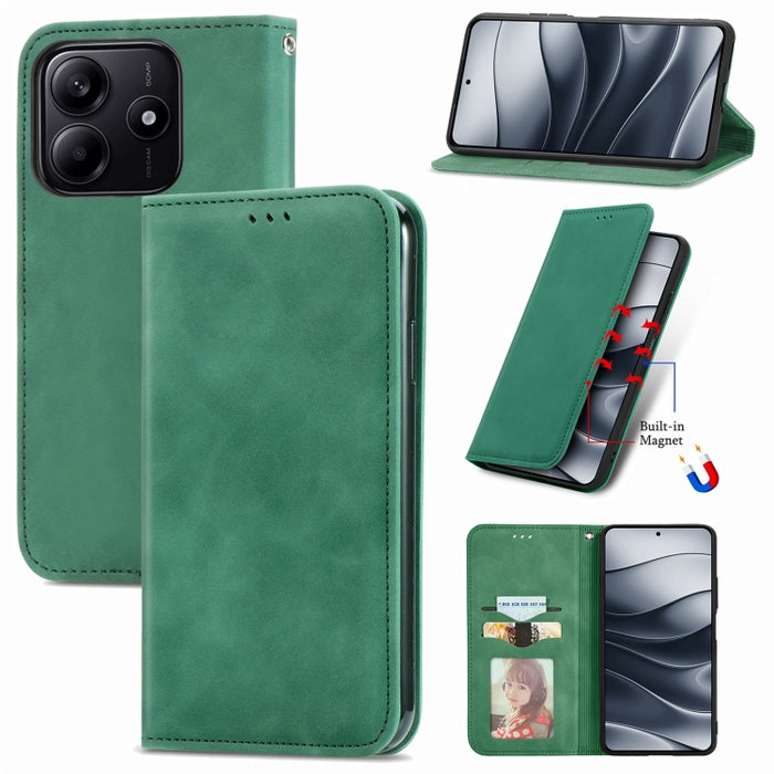 Funda de cuero para teléfono con tapa magnética y tacto retro, For Xiaomi Poco X8 Pro Max 5G, For Xiaomi Poco X8 Pro 5G, For Redmi Turbo 5 Max 5G, For Redmi Turbo 5 5G, For Xiaomi 17 Pro Max, For Xiaomi 17 Pro, For Xiaomi 17, For Xiaomi Poco M7 4G 169m...