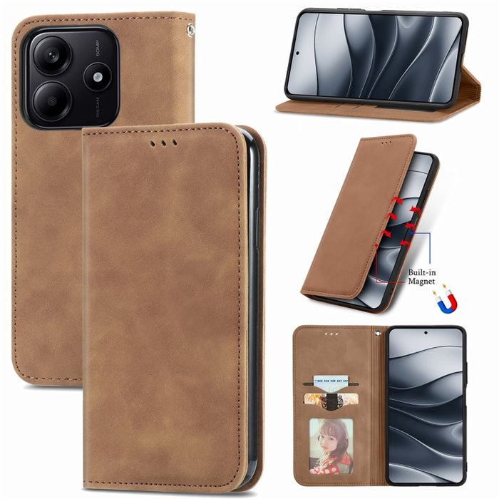 Funda de cuero para teléfono con tapa magnética y tacto retro, For Xiaomi Poco X8 Pro Max 5G, For Xiaomi Poco X8 Pro 5G, For Redmi Turbo 5 Max 5G, For Redmi Turbo 5 5G, For Xiaomi 17 Pro Max, For Xiaomi 17 Pro, For Xiaomi 17, For Xiaomi Poco M7 4G 169m...