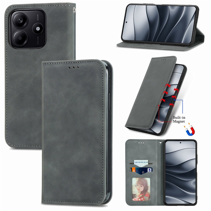 Funda de cuero para teléfono con tapa magnética y tacto retro, For Xiaomi Poco X8 Pro Max 5G, For Xiaomi Poco X8 Pro 5G, For Redmi Turbo 5 Max 5G, For Redmi Turbo 5 5G, For Xiaomi 17 Pro Max, For Xiaomi 17 Pro, For Xiaomi 17, For Xiaomi Poco M7 4G 169m...