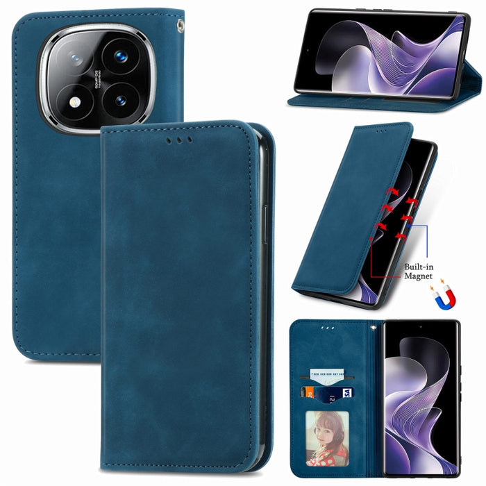 Funda de cuero para teléfono con tapa magnética y tacto retro, For Xiaomi Redmi Note 14 Pro+ 5G, For Xiaomi Redmi Note 14 Pro 5G, For Redmi 15C 5G / 4G Global 171mm