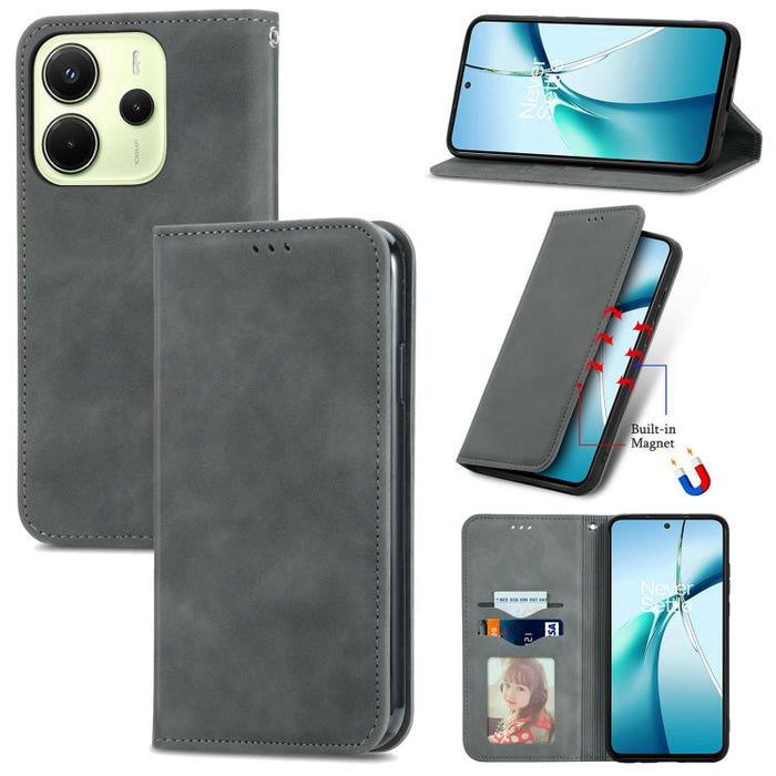 Funda de cuero para teléfono con tapa magnética y tacto retro, For Xiaomi Poco X8 Pro Max 5G, For Xiaomi Poco X8 Pro 5G, For Redmi Turbo 5 Max 5G, For Redmi Turbo 5 5G, For Xiaomi 17 Pro Max, For Xiaomi 17 Pro, For Xiaomi 17, For Xiaomi Poco M7 4G 169m...