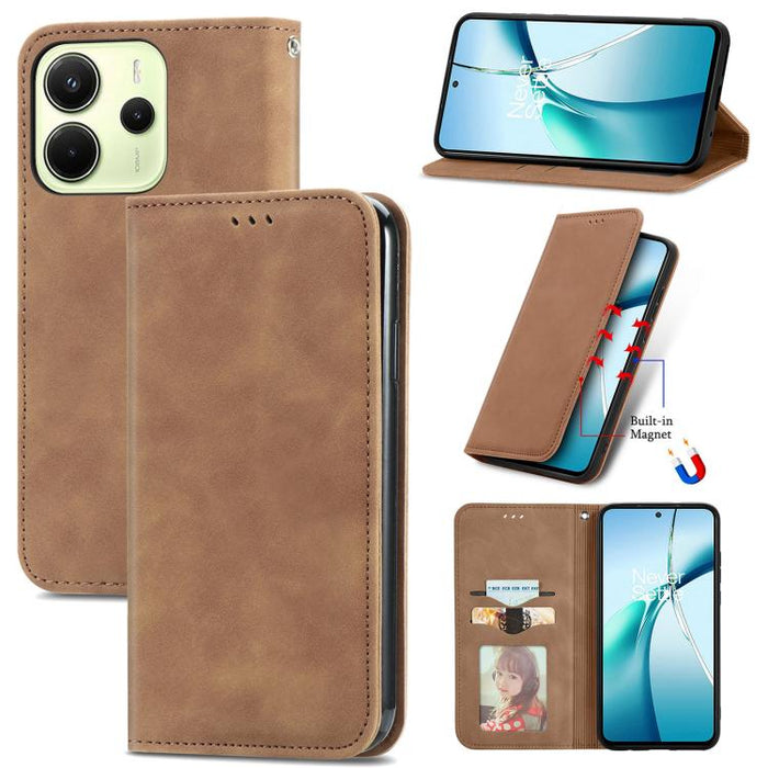 Funda de cuero para teléfono con tapa magnética y tacto retro, For Xiaomi Poco X8 Pro Max 5G, For Xiaomi Poco X8 Pro 5G, For Redmi Turbo 5 Max 5G, For Redmi Turbo 5 5G, For Xiaomi 17 Pro Max, For Xiaomi 17 Pro, For Xiaomi 17, For Xiaomi Poco M7 4G 169m...