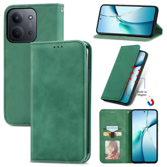Funda de cuero para teléfono con tapa magnética y tacto retro, For Xiaomi Redmi Note 14 Pro+ 5G, For Xiaomi Redmi Note 14 Pro 5G, For Redmi 15C 5G / 4G Global 171mm