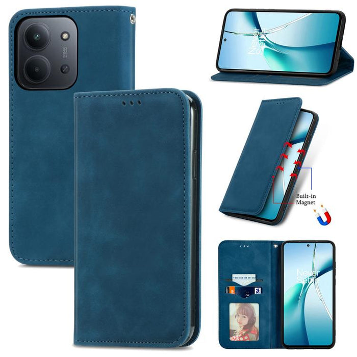 Funda de cuero para teléfono con tapa magnética y tacto retro, For Xiaomi Redmi Note 14 Pro+ 5G, For Xiaomi Redmi Note 14 Pro 5G, For Redmi 15C 5G / 4G Global 171mm