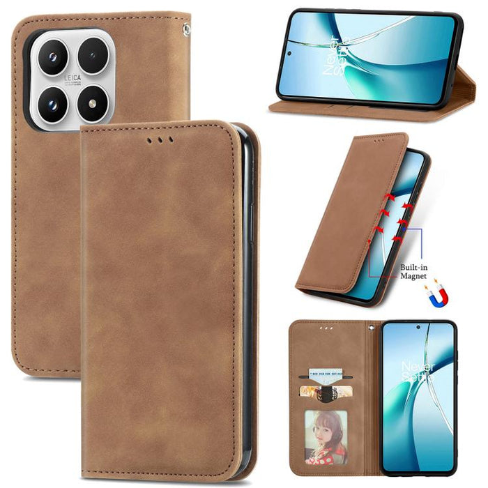 Funda de cuero para teléfono con tapa magnética y tacto retro, For Xiaomi Poco X8 Pro Max 5G, For Xiaomi Poco X8 Pro 5G, For Redmi Turbo 5 Max 5G, For Redmi Turbo 5 5G, For Xiaomi 17 Pro Max, For Xiaomi 17 Pro, For Xiaomi 17, For Xiaomi Poco M7 4G 169m...