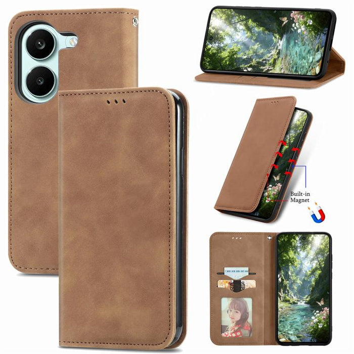 Funda de cuero para teléfono con tapa magnética y tacto retro, For Xiaomi Poco X8 Pro Max 5G, For Xiaomi Poco X8 Pro 5G, For Redmi Turbo 5 Max 5G, For Redmi Turbo 5 5G, For Xiaomi 17 Pro Max, For Xiaomi 17 Pro, For Xiaomi 17, For Xiaomi Poco M7 4G 169m...