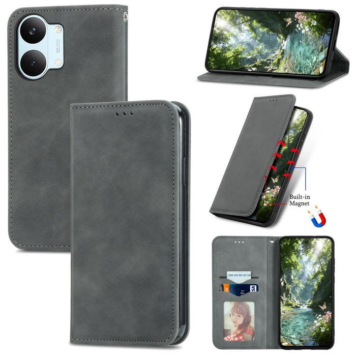 Funda de cuero para teléfono con tapa magnética y tacto retro, For Xiaomi Poco X8 Pro Max 5G, For Xiaomi Poco X8 Pro 5G, For Redmi Turbo 5 Max 5G, For Redmi Turbo 5 5G, For Xiaomi 17 Pro Max, For Xiaomi 17 Pro, For Xiaomi 17, For Xiaomi Poco M7 4G 169m...