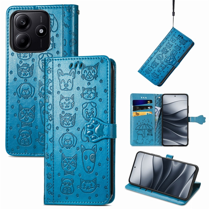 Funda de cuero para teléfono con estampado de gato y perro, For Xiaomi 15, For Xiaomi Redmi Note 14 5G, For Xiaomi Redmi Note 14 Pro+ 5G, For Xiaomi Redmi Note 14 Pro 5G, For Redmi 15C 5G / 4G Global 171mm