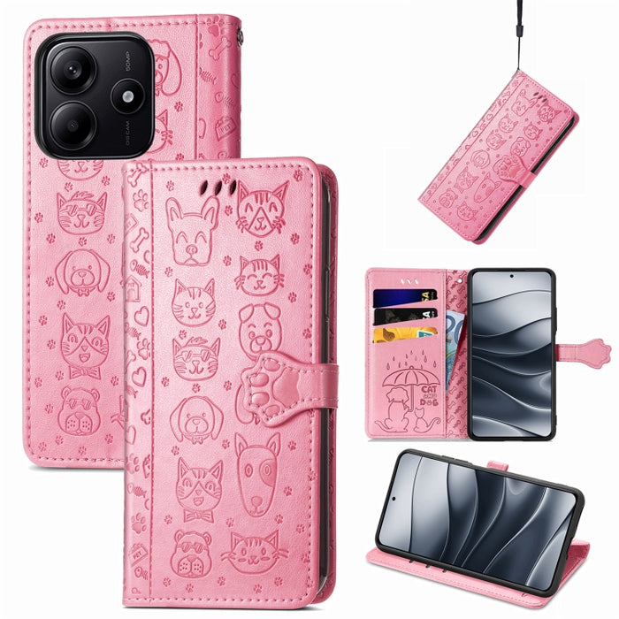 Funda de cuero para teléfono con estampado de gato y perro, For Xiaomi 15, For Xiaomi Redmi Note 14 5G, For Xiaomi Redmi Note 14 Pro+ 5G, For Xiaomi Redmi Note 14 Pro 5G, For Redmi 15C 5G / 4G Global 171mm