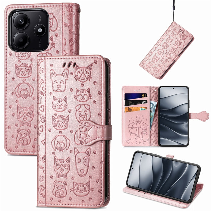 Funda de cuero para teléfono con estampado de gato y perro, For Xiaomi 15, For Xiaomi Redmi Note 14 5G, For Xiaomi Redmi Note 14 Pro+ 5G, For Xiaomi Redmi Note 14 Pro 5G, For Redmi 15C 5G / 4G Global 171mm
