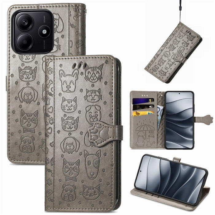 Funda de cuero para teléfono con estampado de gato y perro, For Xiaomi 15, For Xiaomi Redmi Note 14 5G, For Xiaomi Redmi Note 14 Pro+ 5G, For Xiaomi Redmi Note 14 Pro 5G, For Redmi 15C 5G / 4G Global 171mm