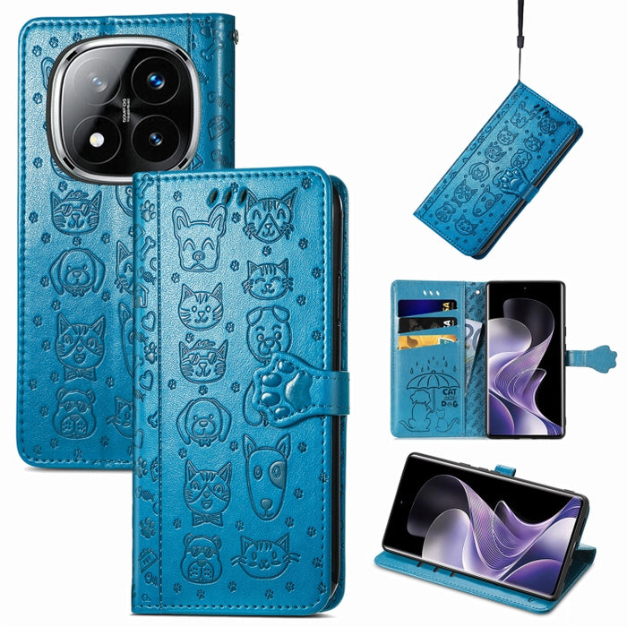 Funda de cuero para teléfono con estampado de gato y perro, For Xiaomi 15, For Xiaomi Redmi Note 14 5G, For Xiaomi Redmi Note 14 Pro+ 5G, For Xiaomi Redmi Note 14 Pro 5G, For Redmi 15C 5G / 4G Global 171mm