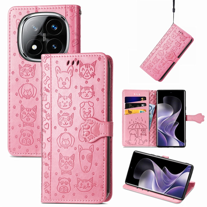 Funda de cuero para teléfono con estampado de gato y perro, For Xiaomi 15, For Xiaomi Redmi Note 14 5G, For Xiaomi Redmi Note 14 Pro+ 5G, For Xiaomi Redmi Note 14 Pro 5G, For Redmi 15C 5G / 4G Global 171mm
