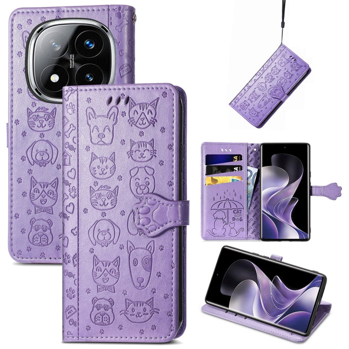 Funda de cuero para teléfono con estampado de gato y perro, For Xiaomi 15, For Xiaomi Redmi Note 14 5G, For Xiaomi Redmi Note 14 Pro+ 5G, For Xiaomi Redmi Note 14 Pro 5G, For Redmi 15C 5G / 4G Global 171mm