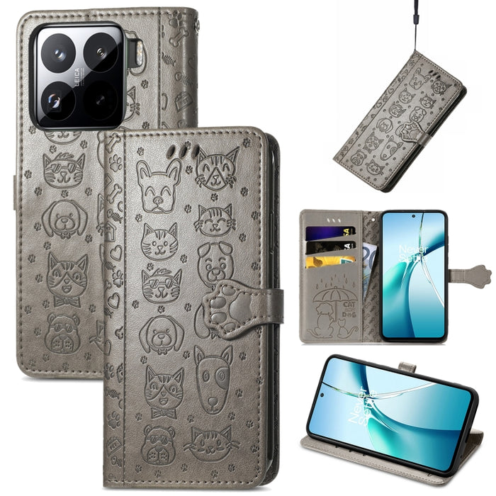 Funda de cuero para teléfono con estampado de gato y perro, For Xiaomi 15, For Xiaomi Redmi Note 14 5G, For Xiaomi Redmi Note 14 Pro+ 5G, For Xiaomi Redmi Note 14 Pro 5G, For Redmi 15C 5G / 4G Global 171mm