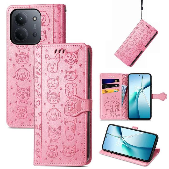 Funda de cuero para teléfono con estampado de gato y perro, For Xiaomi 15, For Xiaomi Redmi Note 14 5G, For Xiaomi Redmi Note 14 Pro+ 5G, For Xiaomi Redmi Note 14 Pro 5G, For Redmi 15C 5G / 4G Global 171mm
