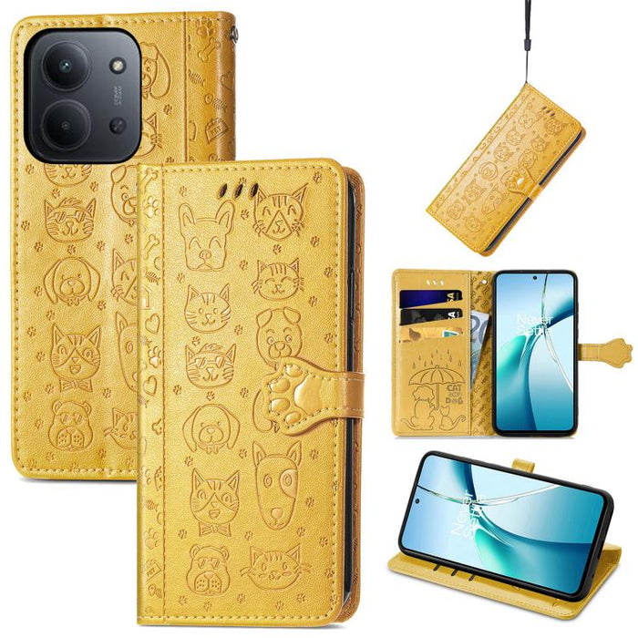Funda de cuero para teléfono con estampado de gato y perro, For Xiaomi 15, For Xiaomi Redmi Note 14 5G, For Xiaomi Redmi Note 14 Pro+ 5G, For Xiaomi Redmi Note 14 Pro 5G, For Redmi 15C 5G / 4G Global 171mm
