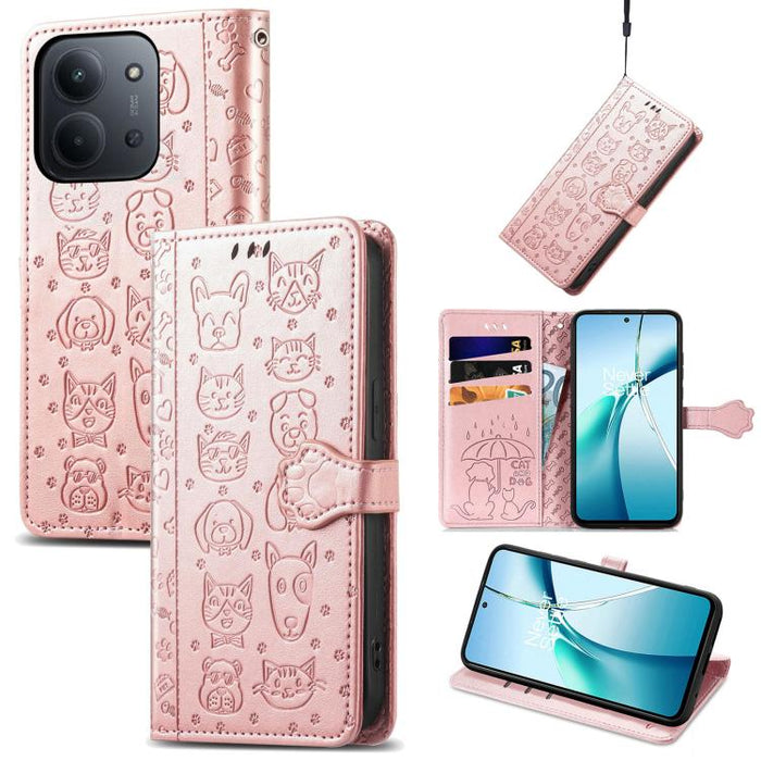 Funda de cuero para teléfono con estampado de gato y perro, For Xiaomi 15, For Xiaomi Redmi Note 14 5G, For Xiaomi Redmi Note 14 Pro+ 5G, For Xiaomi Redmi Note 14 Pro 5G, For Redmi 15C 5G / 4G Global 171mm