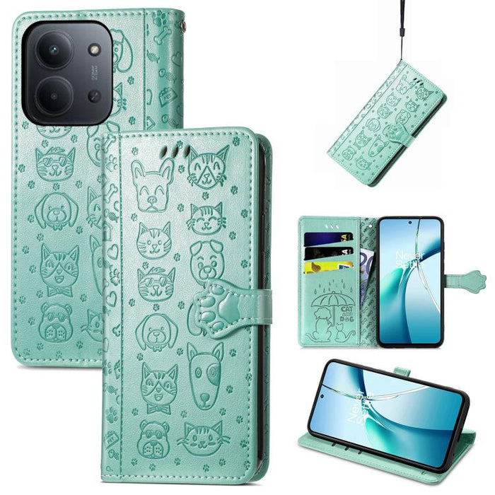 Funda de cuero para teléfono con estampado de gato y perro, For Xiaomi 15, For Xiaomi Redmi Note 14 5G, For Xiaomi Redmi Note 14 Pro+ 5G, For Xiaomi Redmi Note 14 Pro 5G, For Redmi 15C 5G / 4G Global 171mm