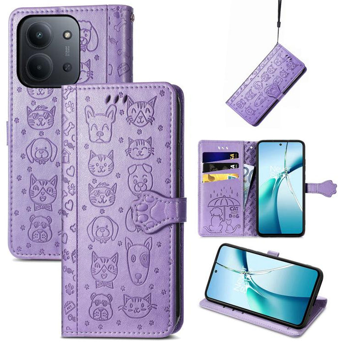 Funda de cuero para teléfono con estampado de gato y perro, For Xiaomi 15, For Xiaomi Redmi Note 14 5G, For Xiaomi Redmi Note 14 Pro+ 5G, For Xiaomi Redmi Note 14 Pro 5G, For Redmi 15C 5G / 4G Global 171mm