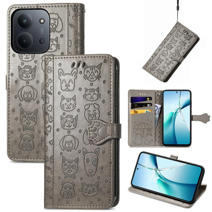Funda de cuero para teléfono con estampado de gato y perro, For Xiaomi 15, For Xiaomi Redmi Note 14 5G, For Xiaomi Redmi Note 14 Pro+ 5G, For Xiaomi Redmi Note 14 Pro 5G, For Redmi 15C 5G / 4G Global 171mm