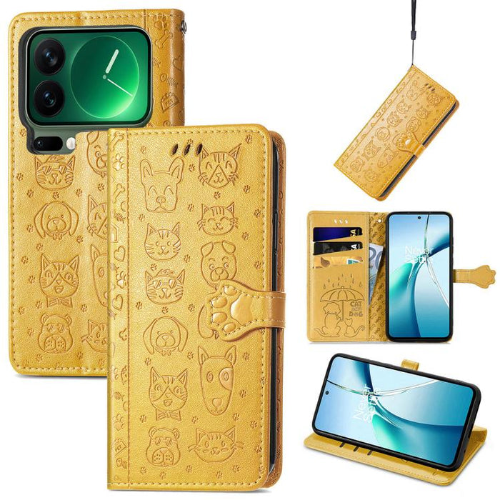 Funda de cuero para teléfono con estampado de gato y perro, For Xiaomi Poco X8 Pro Max 5G, For Xiaomi Poco X8 Pro 5G, For Redmi Turbo 5 Max 5G, For Redmi Turbo 5 5G, For Xiaomi 17 Pro Max, For Xiaomi 17 Pro, For Xiaomi 17, For Xiaomi Poco M7 4G 169mm  ...
