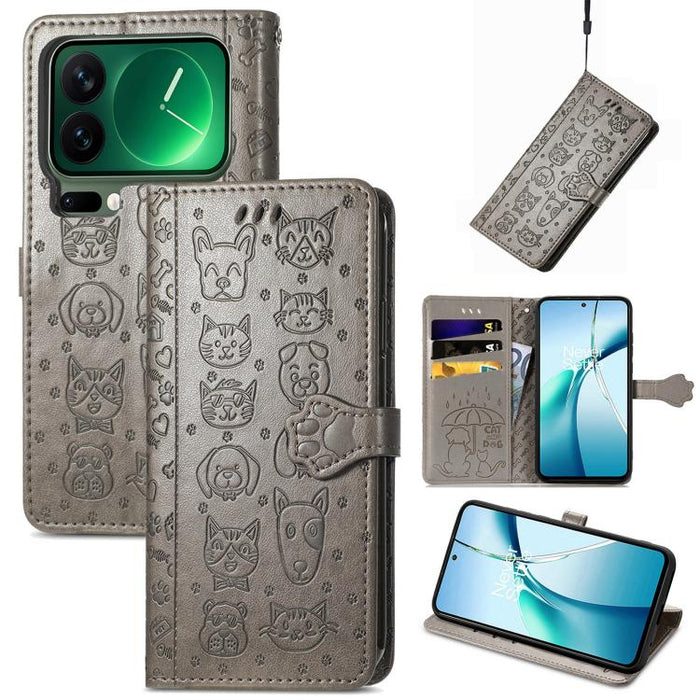 Funda de cuero para teléfono con estampado de gato y perro, For Xiaomi Poco X8 Pro Max 5G, For Xiaomi Poco X8 Pro 5G, For Redmi Turbo 5 Max 5G, For Redmi Turbo 5 5G, For Xiaomi 17 Pro Max, For Xiaomi 17 Pro, For Xiaomi 17, For Xiaomi Poco M7 4G 169mm  ...