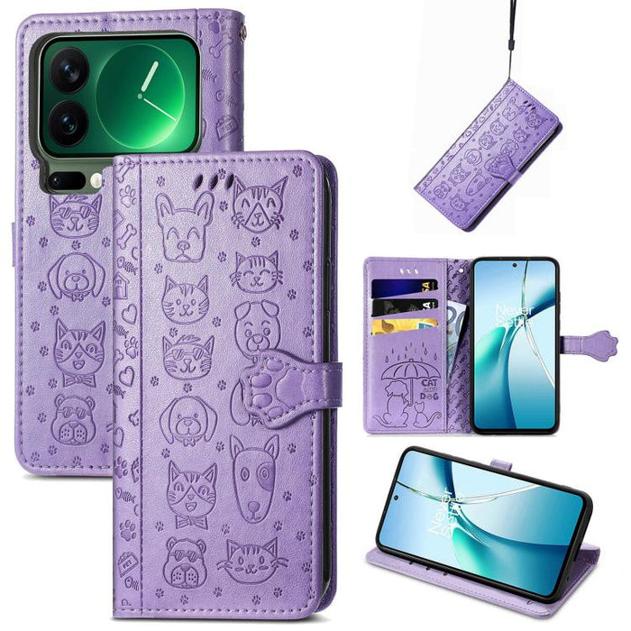 Funda de cuero para teléfono con estampado de gato y perro, For Xiaomi Poco X8 Pro Max 5G, For Xiaomi Poco X8 Pro 5G, For Redmi Turbo 5 Max 5G, For Redmi Turbo 5 5G, For Xiaomi 17 Pro Max, For Xiaomi 17 Pro, For Xiaomi 17, For Xiaomi Poco M7 4G 169mm  ...