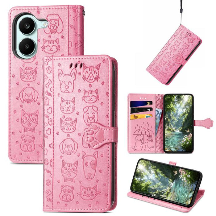 Funda de cuero para teléfono con estampado de gato y perro, For Xiaomi Poco X8 Pro Max 5G, For Xiaomi Poco X8 Pro 5G, For Redmi Turbo 5 Max 5G, For Redmi Turbo 5 5G, For Xiaomi 17 Pro Max, For Xiaomi 17 Pro, For Xiaomi 17, For Xiaomi Poco M7 4G 169mm  ...