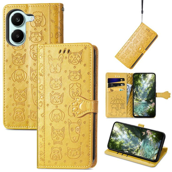 Funda de cuero para teléfono con estampado de gato y perro, For Xiaomi Poco X8 Pro Max 5G, For Xiaomi Poco X8 Pro 5G, For Redmi Turbo 5 Max 5G, For Redmi Turbo 5 5G, For Xiaomi 17 Pro Max, For Xiaomi 17 Pro, For Xiaomi 17, For Xiaomi Poco M7 4G 169mm  ...