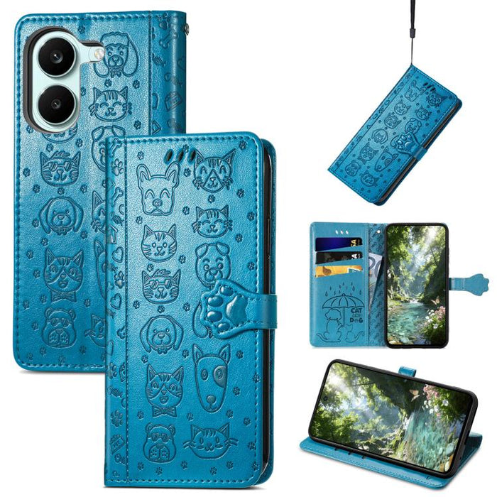 Funda de cuero para teléfono con estampado de gato y perro, For Xiaomi Poco X8 Pro Max 5G, For Xiaomi Poco X8 Pro 5G, For Redmi Turbo 5 Max 5G, For Redmi Turbo 5 5G, For Xiaomi 17 Pro Max, For Xiaomi 17 Pro, For Xiaomi 17, For Xiaomi Poco M7 4G 169mm  ...