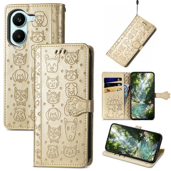 Funda de cuero para teléfono con estampado de gato y perro, For Xiaomi Poco X8 Pro Max 5G, For Xiaomi Poco X8 Pro 5G, For Redmi Turbo 5 Max 5G, For Redmi Turbo 5 5G, For Xiaomi 17 Pro Max, For Xiaomi 17 Pro, For Xiaomi 17, For Xiaomi Poco M7 4G 169mm  ...