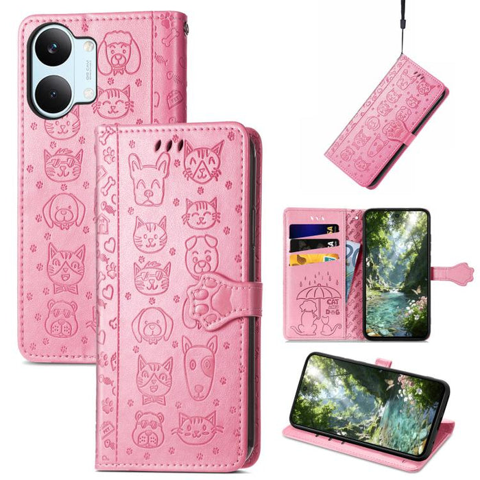 Funda de cuero para teléfono con estampado de gato y perro, For Xiaomi Poco X8 Pro Max 5G, For Xiaomi Poco X8 Pro 5G, For Redmi Turbo 5 Max 5G, For Redmi Turbo 5 5G, For Xiaomi 17 Pro Max, For Xiaomi 17 Pro, For Xiaomi 17, For Xiaomi Poco M7 4G 169mm  ...