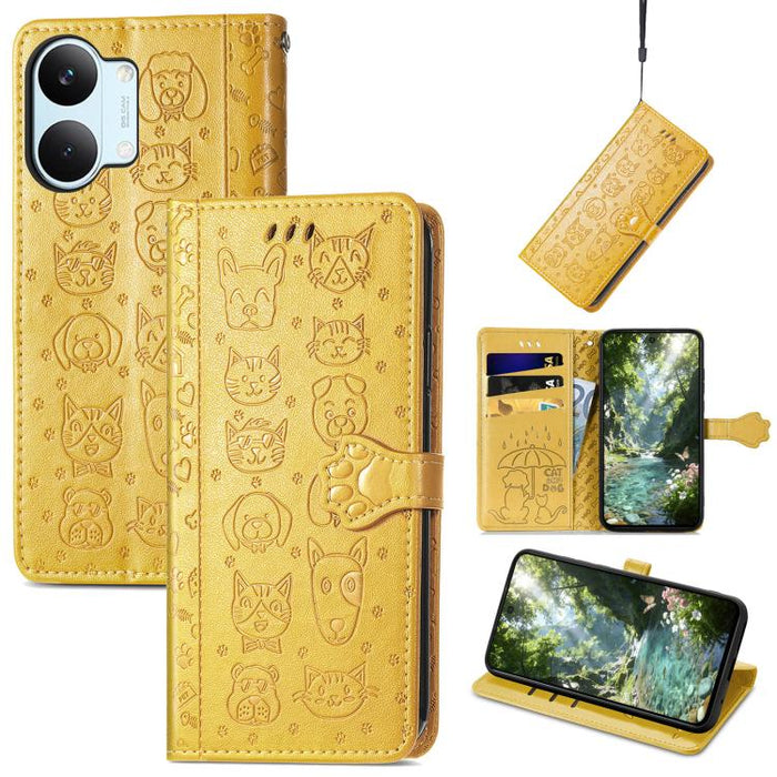 Funda de cuero para teléfono con estampado de gato y perro, For Xiaomi Poco X8 Pro Max 5G, For Xiaomi Poco X8 Pro 5G, For Redmi Turbo 5 Max 5G, For Redmi Turbo 5 5G, For Xiaomi 17 Pro Max, For Xiaomi 17 Pro, For Xiaomi 17, For Xiaomi Poco M7 4G 169mm  ...
