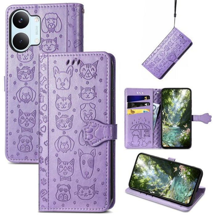 Funda de cuero para teléfono con estampado de gato y perro, For Xiaomi Poco X8 Pro Max 5G, For Xiaomi Poco X8 Pro 5G, For Redmi Turbo 5 Max 5G, For Redmi Turbo 5 5G, For Xiaomi 17 Pro Max, For Xiaomi 17 Pro, For Xiaomi 17, For Xiaomi Poco M7 4G 169mm  ...